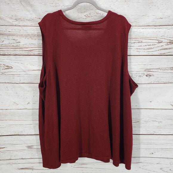 Catherines Women's Burgundy Metallic Knit Tank Top Size 5X - Picture 12 of 14